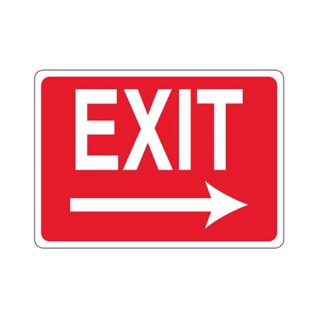 EXIT Right Arrow (White Text on Red) 10"x14" Sign